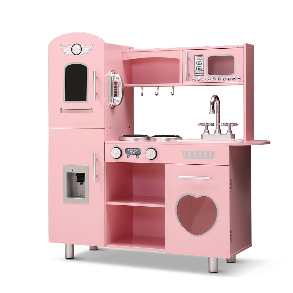 Keezi Wooden Kids Kitchen Play Set Pink