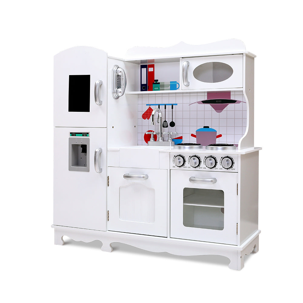 Keezi Wooden Kids Kitchen Play Set White