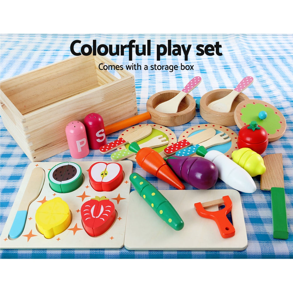 Keezi Wooden Kids Kitchen Play Set Pink