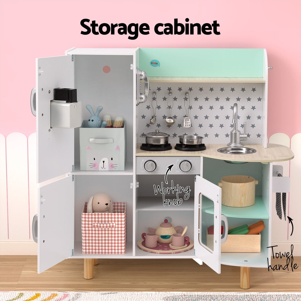 Keezi 85cm Kids Wooden Kitchen Play Set Green