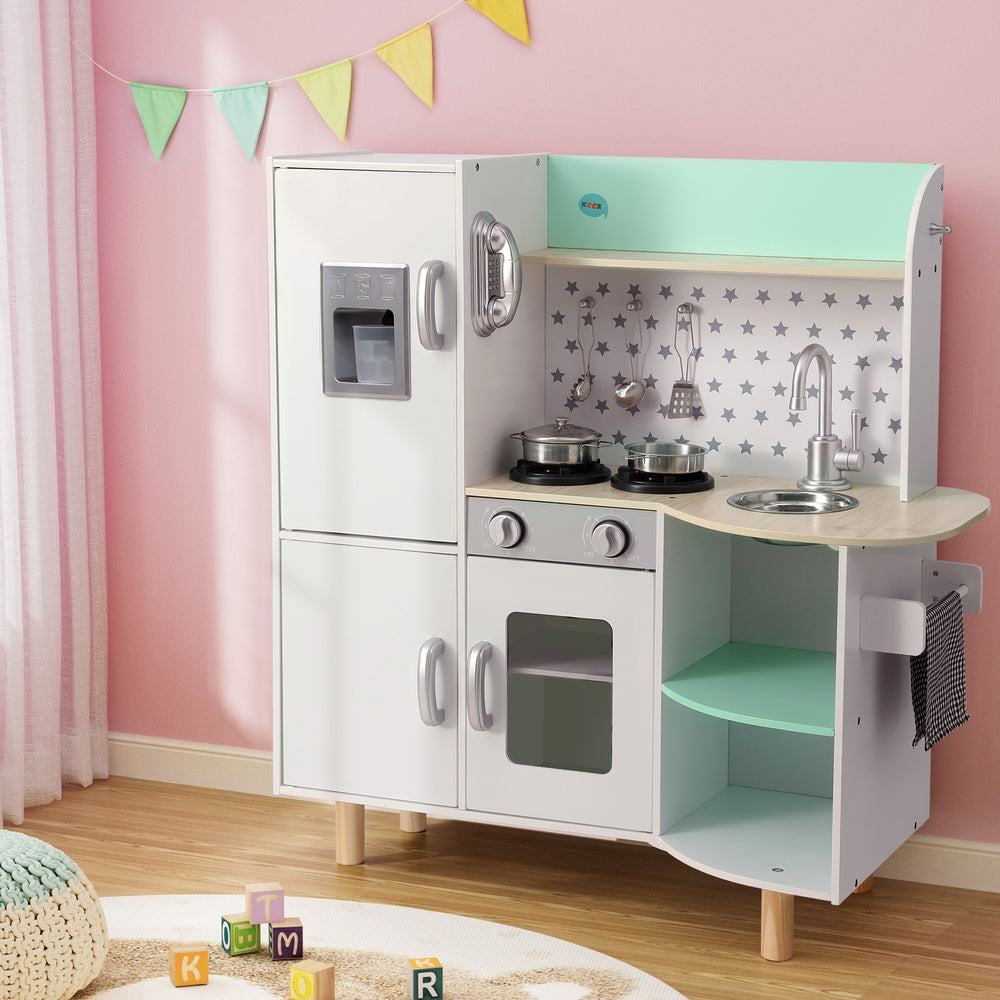 Keezi 85cm Kids Wooden Kitchen Play Set Green