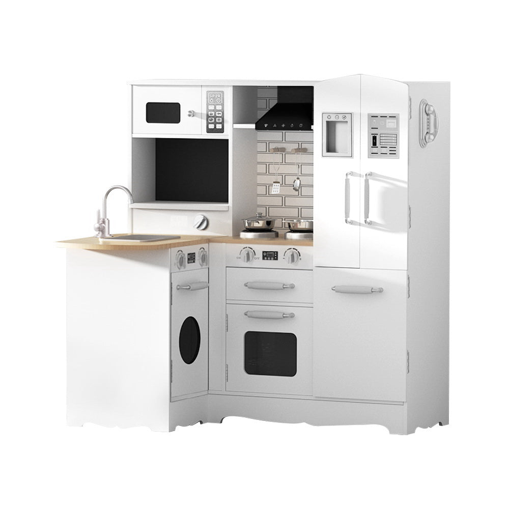 Keezi Kids Wooden Kitchen Play Set Pretend Toys White