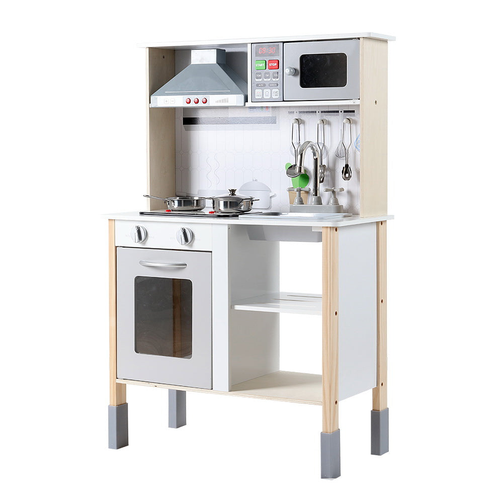 Keezi Kids Wooden Kitchen Play Set Pretend Toys with Sink and Oven