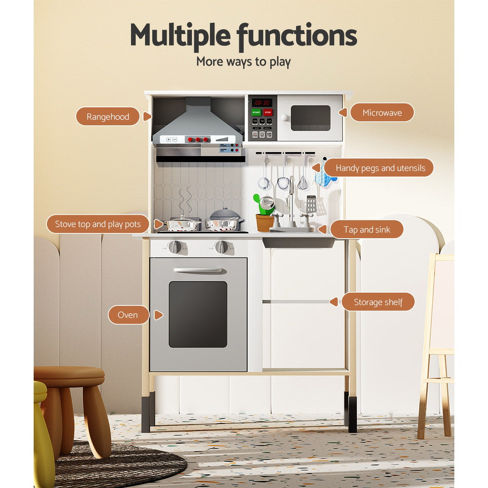 Keezi Kids Wooden Kitchen Playset Black & White