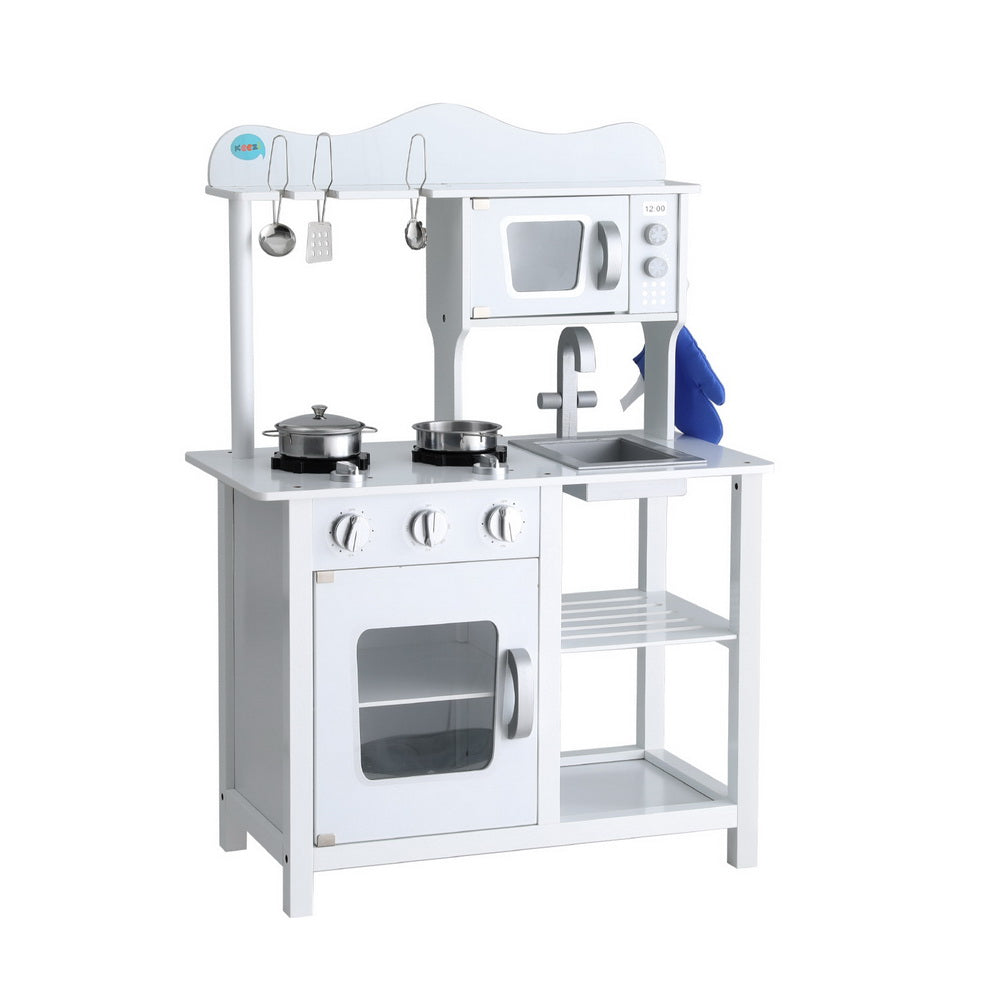 Keezi Wooden Kitchen Play Set White Kids Cooking Toys