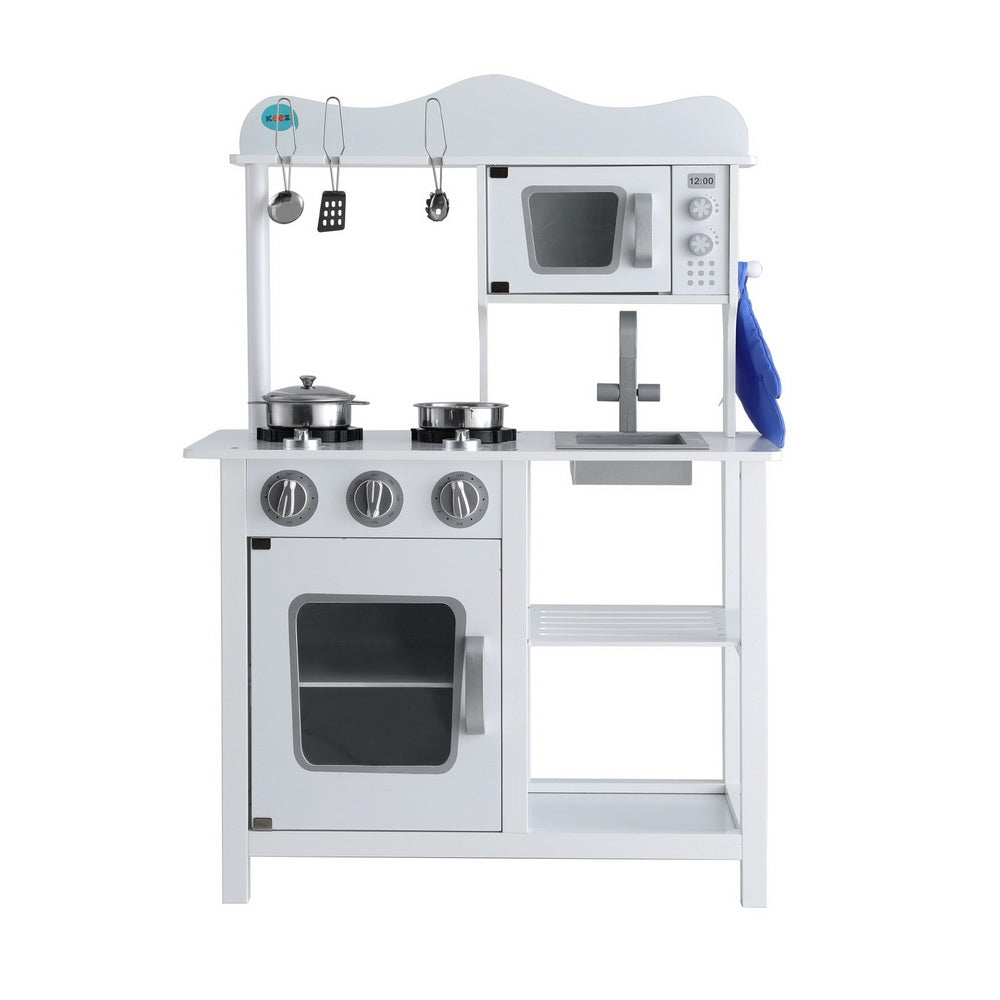 Keezi Wooden Kitchen Play Set White Kids Cooking Toys