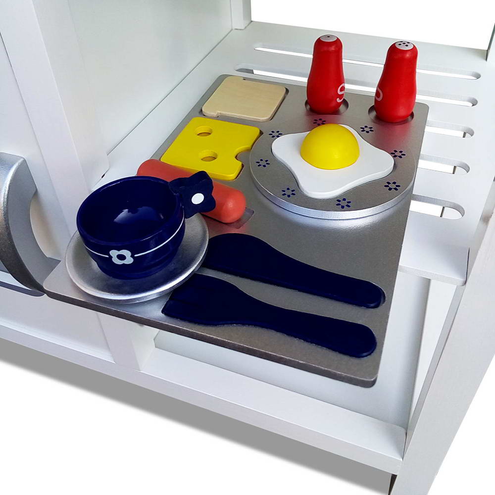 Keezi Wooden Kitchen Play Set White Kids Cooking Toys