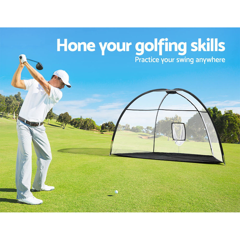 Everfit 3.5m Golf Practice Net with Driving Mat Black