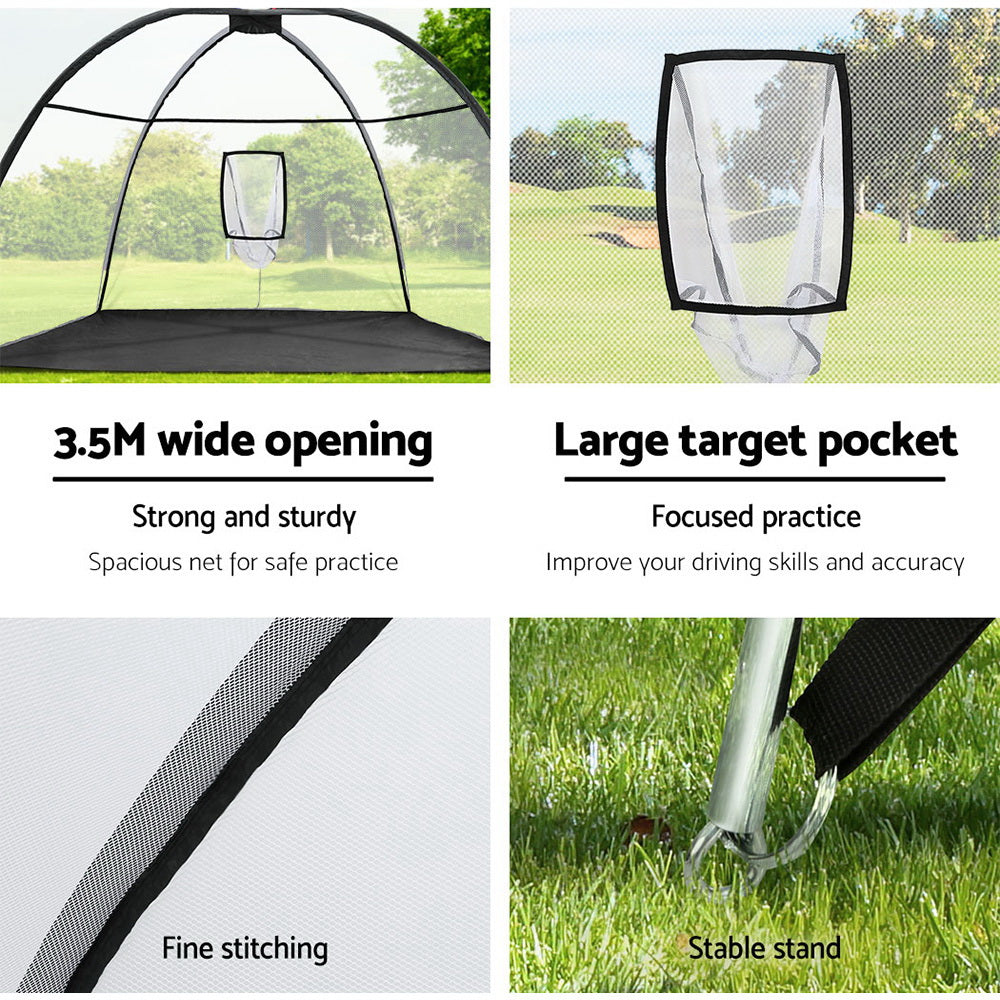 Everfit 3.5m Golf Practice Net with Driving Mat Black