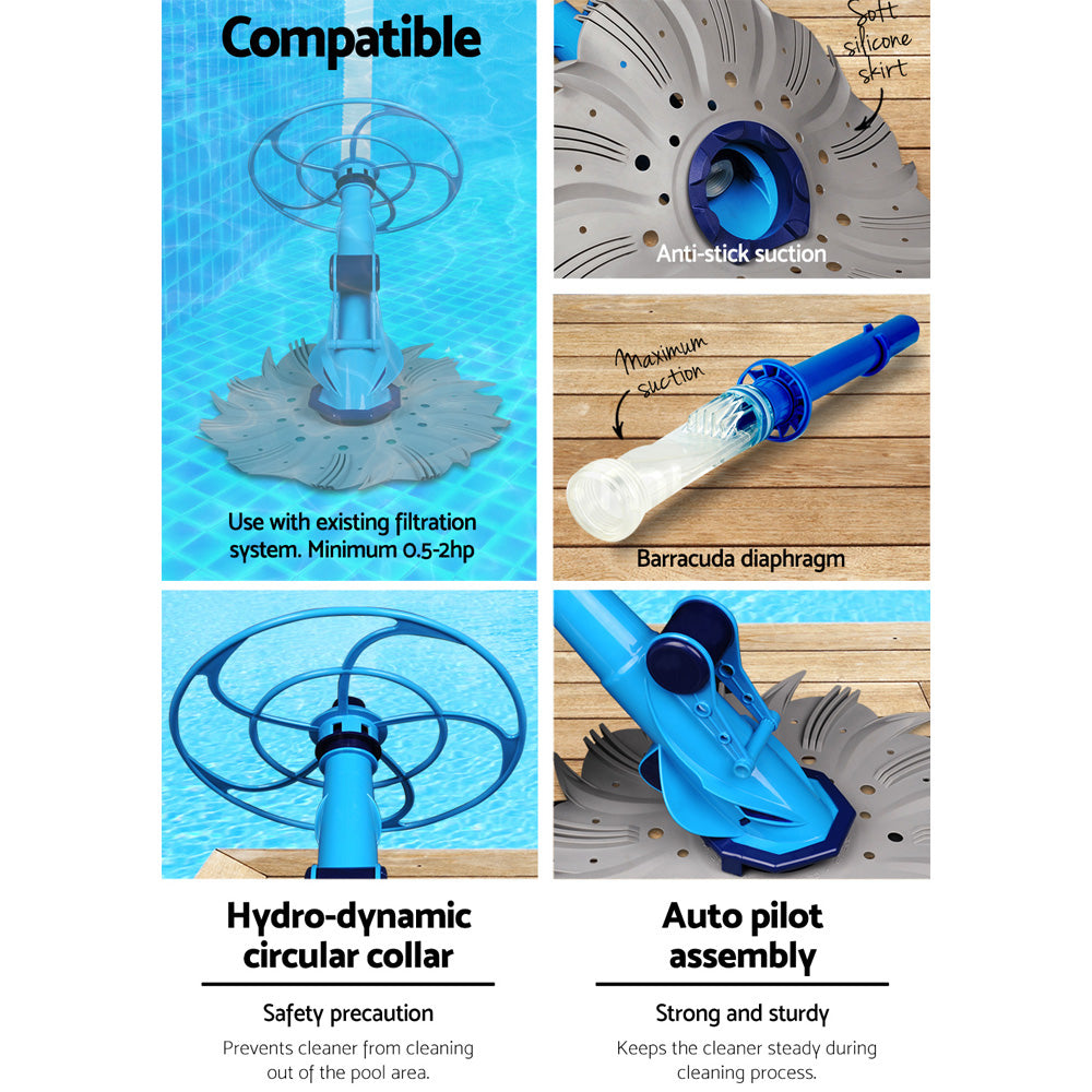 Aquabuddy 10m Automatic Pool Vacuum Cleaner Inground & Above Ground
