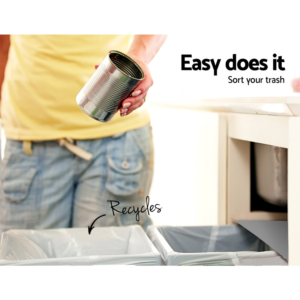 Cefito 30L Double Pull-Out Kitchen Bin Grey