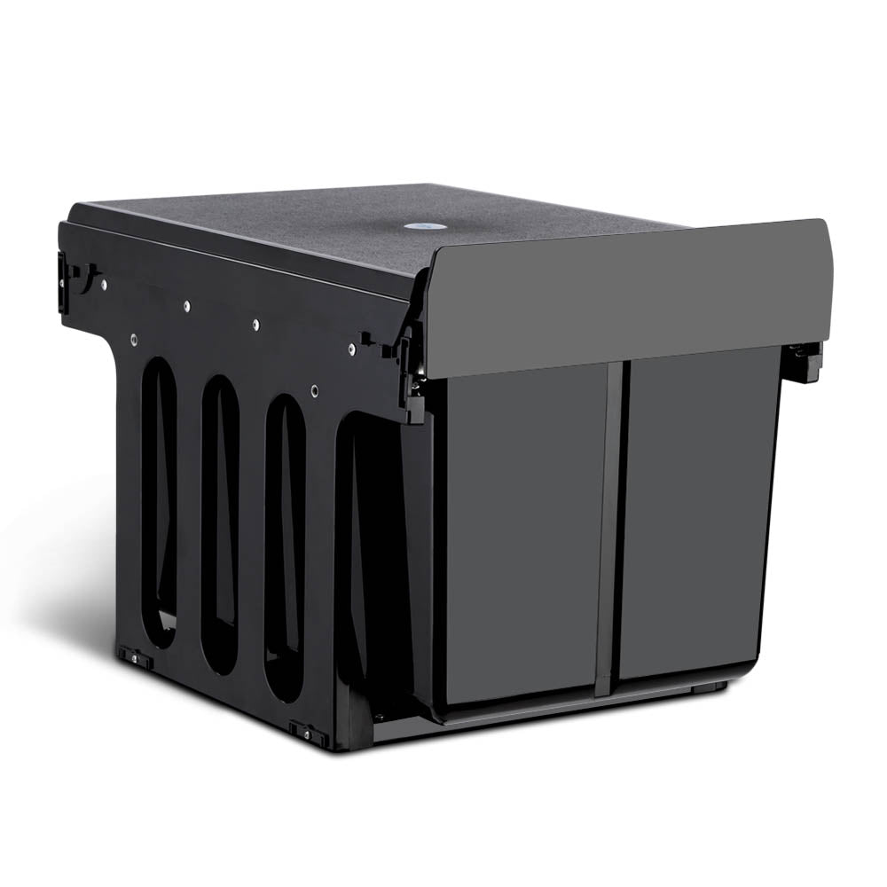 Cefito Double Pull-Out Kitchen Bin 2x15L Black