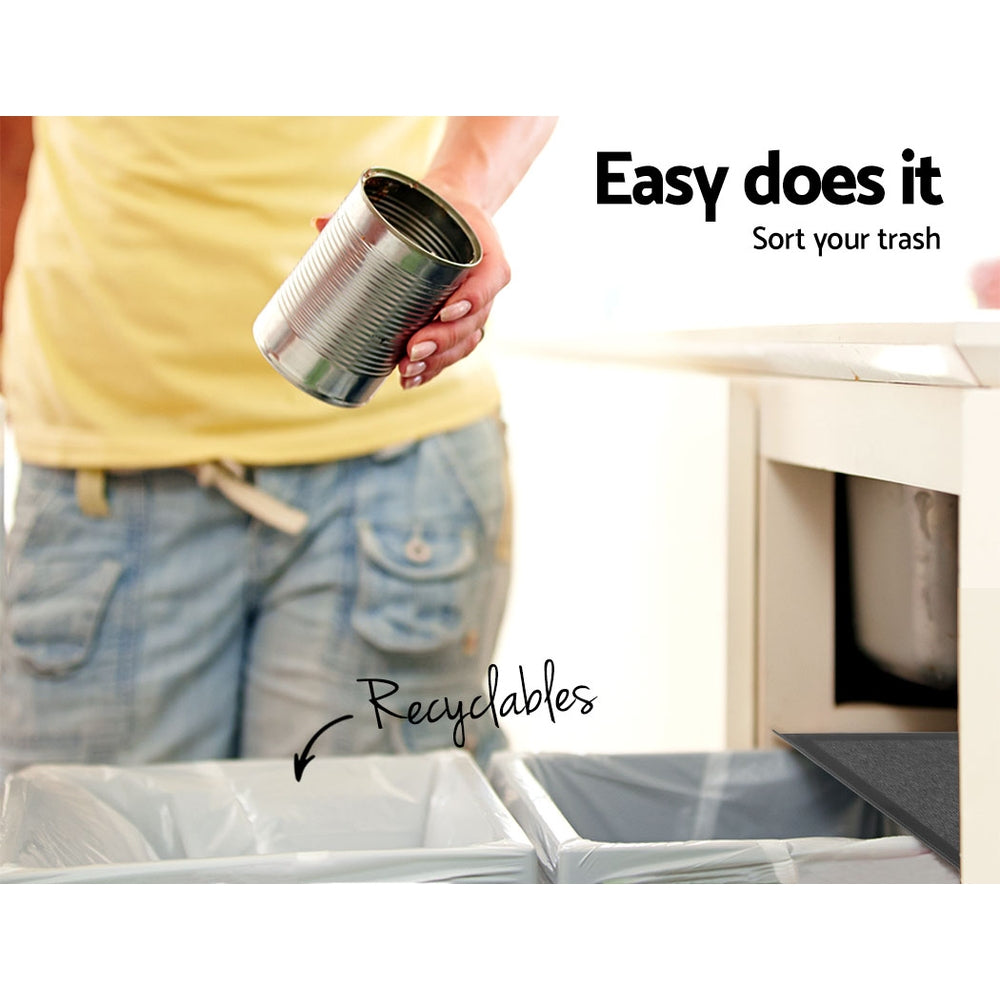 Cefito Double Pull-Out Kitchen Bin 2x15L Black