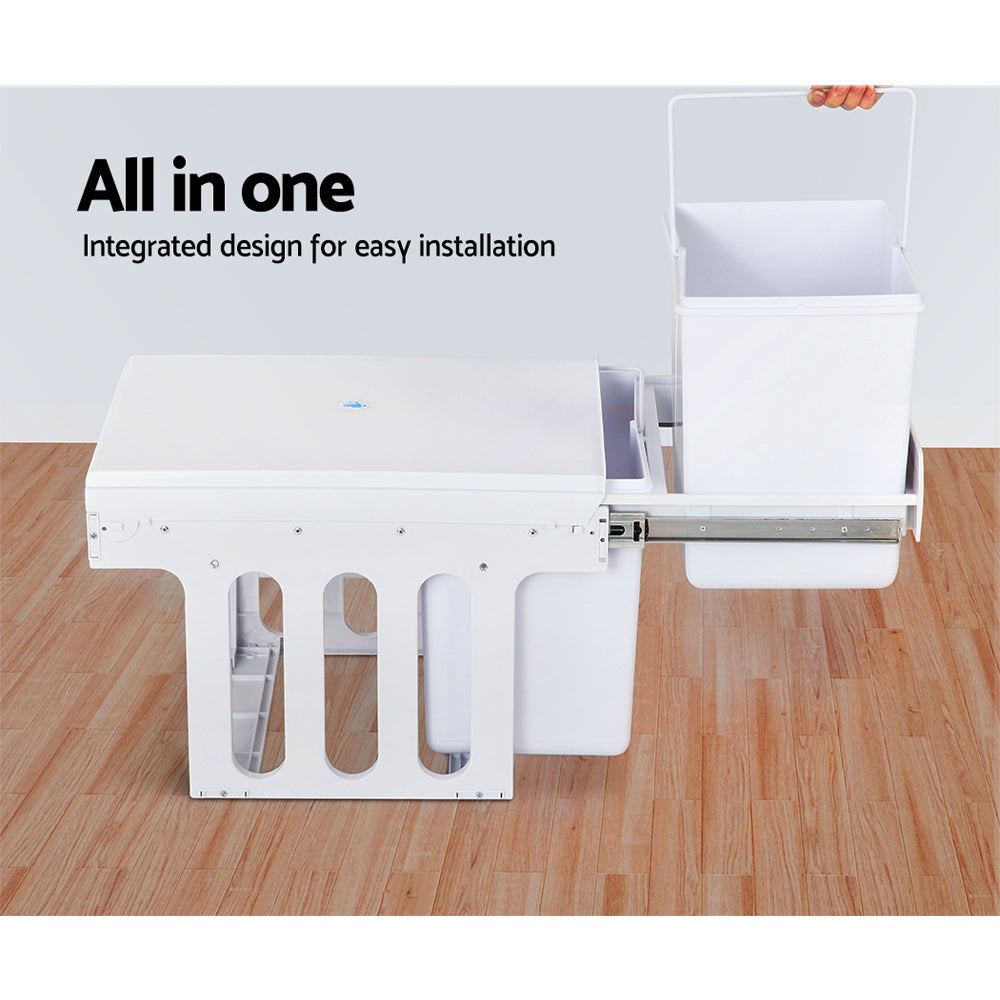 Cefito Double Pull-Out Kitchen Bin 2x15L White