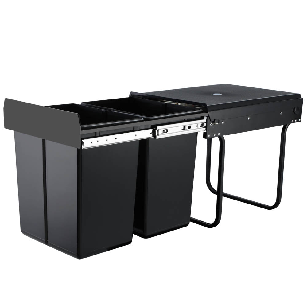 Cefito Pull Out Kitchen Waste Bin Double 2 x 20L Black