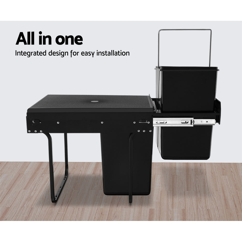 Cefito 2x20L Double Basket Pull-Out Bin Black