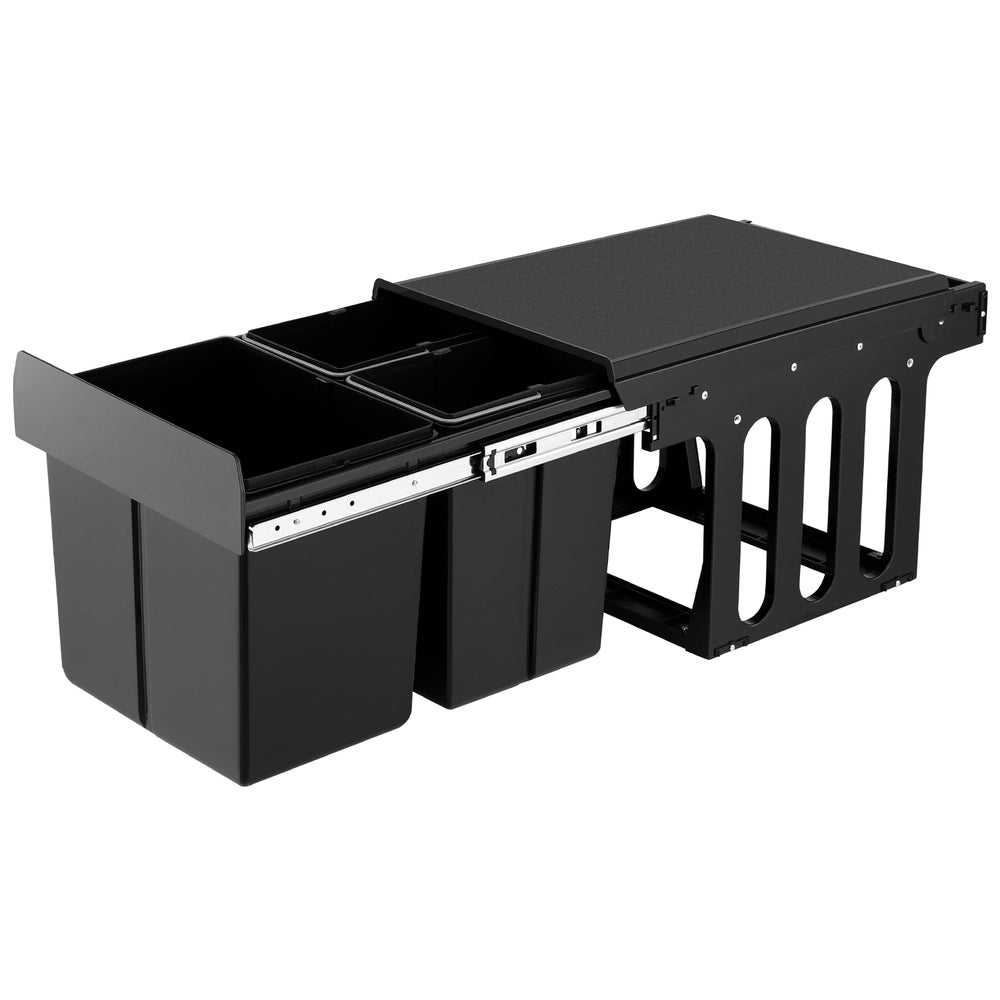 Cefito Pull Out Kitchen Waste Bin Triple Slide Black
