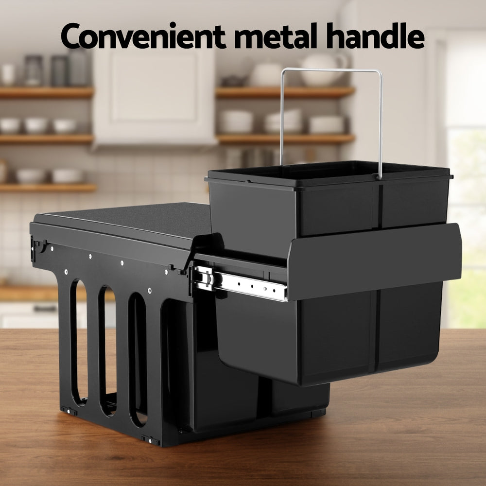 Cefito Triple Slide Pull-Out Kitchen Bins 31L Black