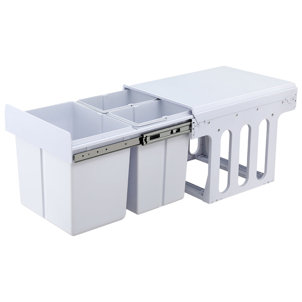 Cefito Pull Out Kitchen Rubbish Bin Triple Slide White 31L