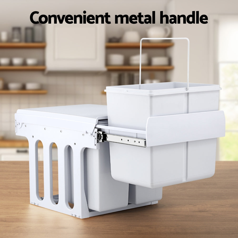 Cefito Triple Slide Pull-Out Kitchen Bins 31L White