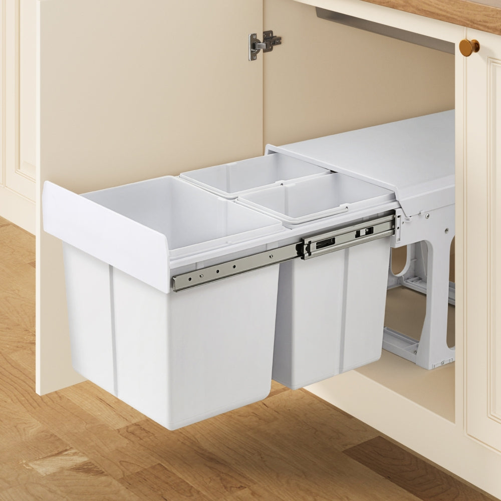 Cefito Triple Slide Pull-Out Kitchen Bins 31L White