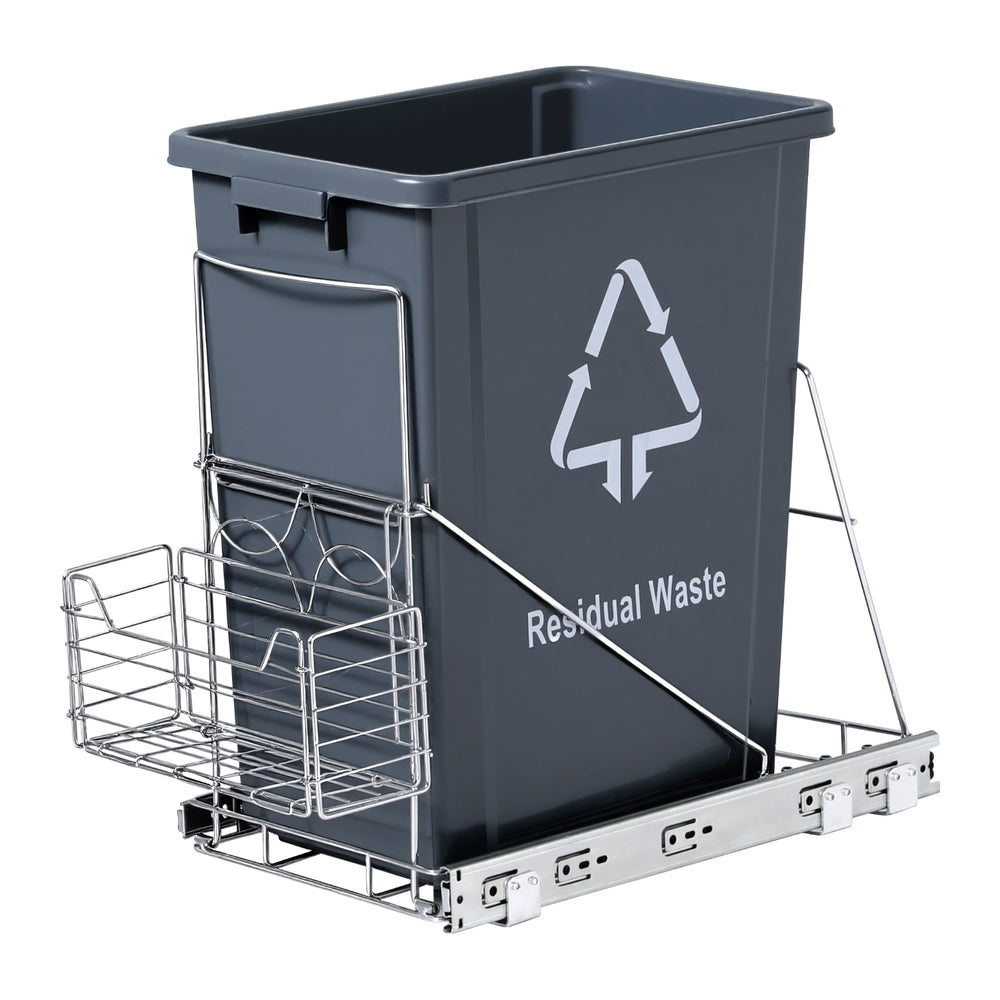 Cefito Pull Out Kitchen Cabinet Waste Bin 40L Grey