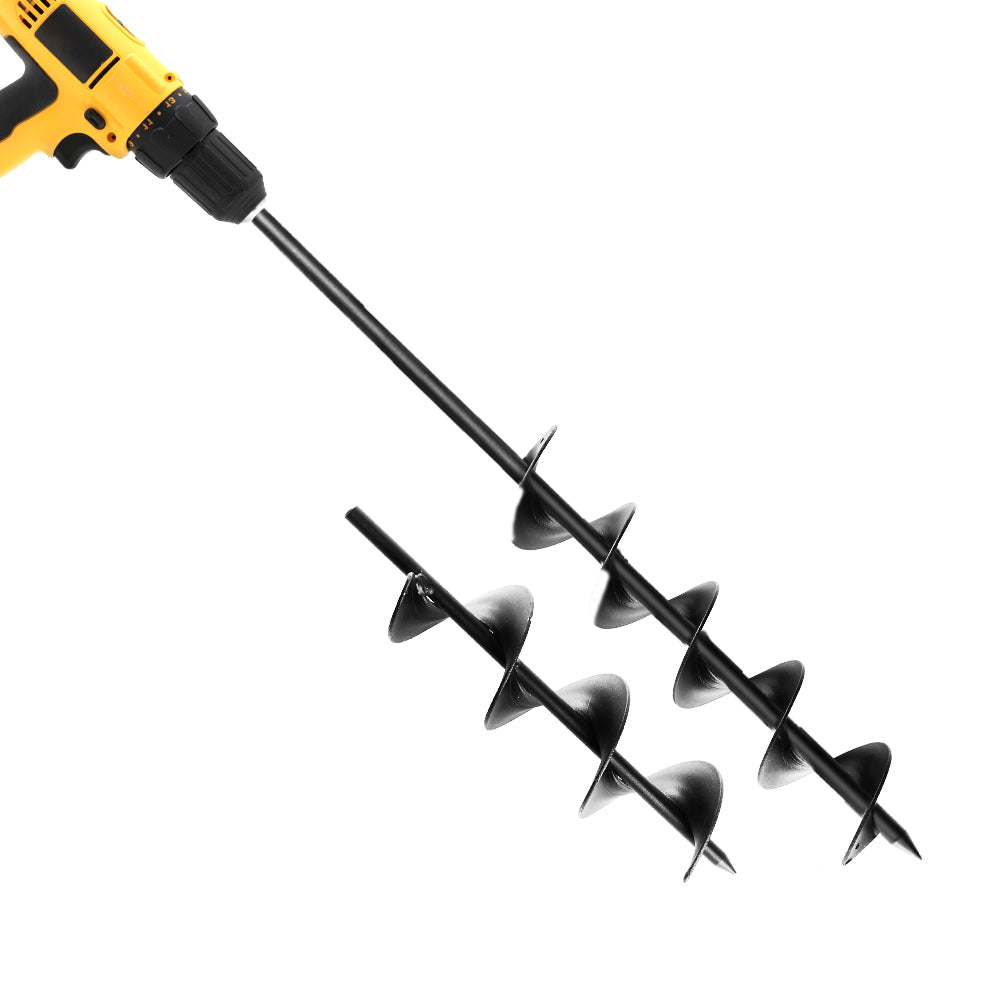 Giantz Garden Auger Drill Bit Set 75mm x 300mm & 600mm Black