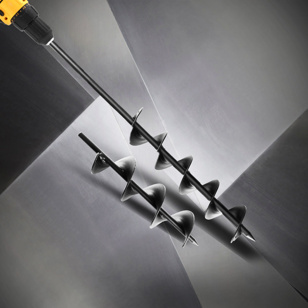 Giantz Garden Auger Drill Bit Set 75mm x 300mm & 600mm Black