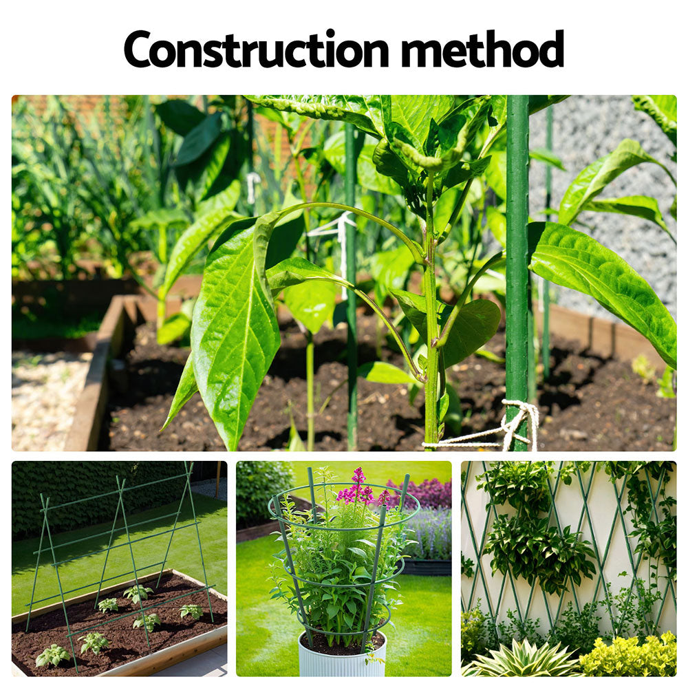 Green Fingers 60cm Metal Plant Stakes 48pcs Green