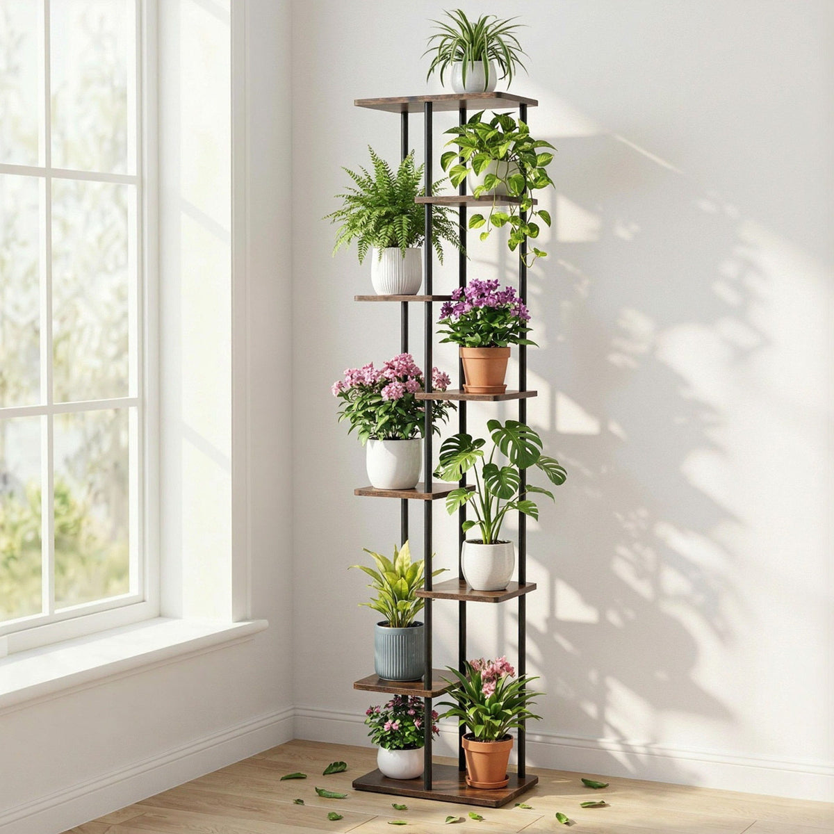 Artiss 8 Tier Tall Plant Stand Metal Shelf Indoor Outdoor