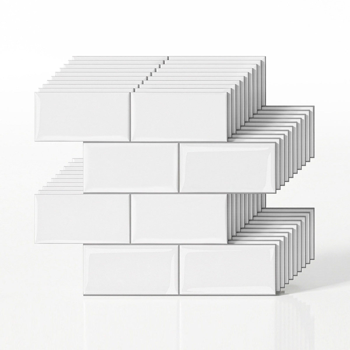 Artiss 3D Peel and Stick Subway Wall Tiles 10 Sheets, White