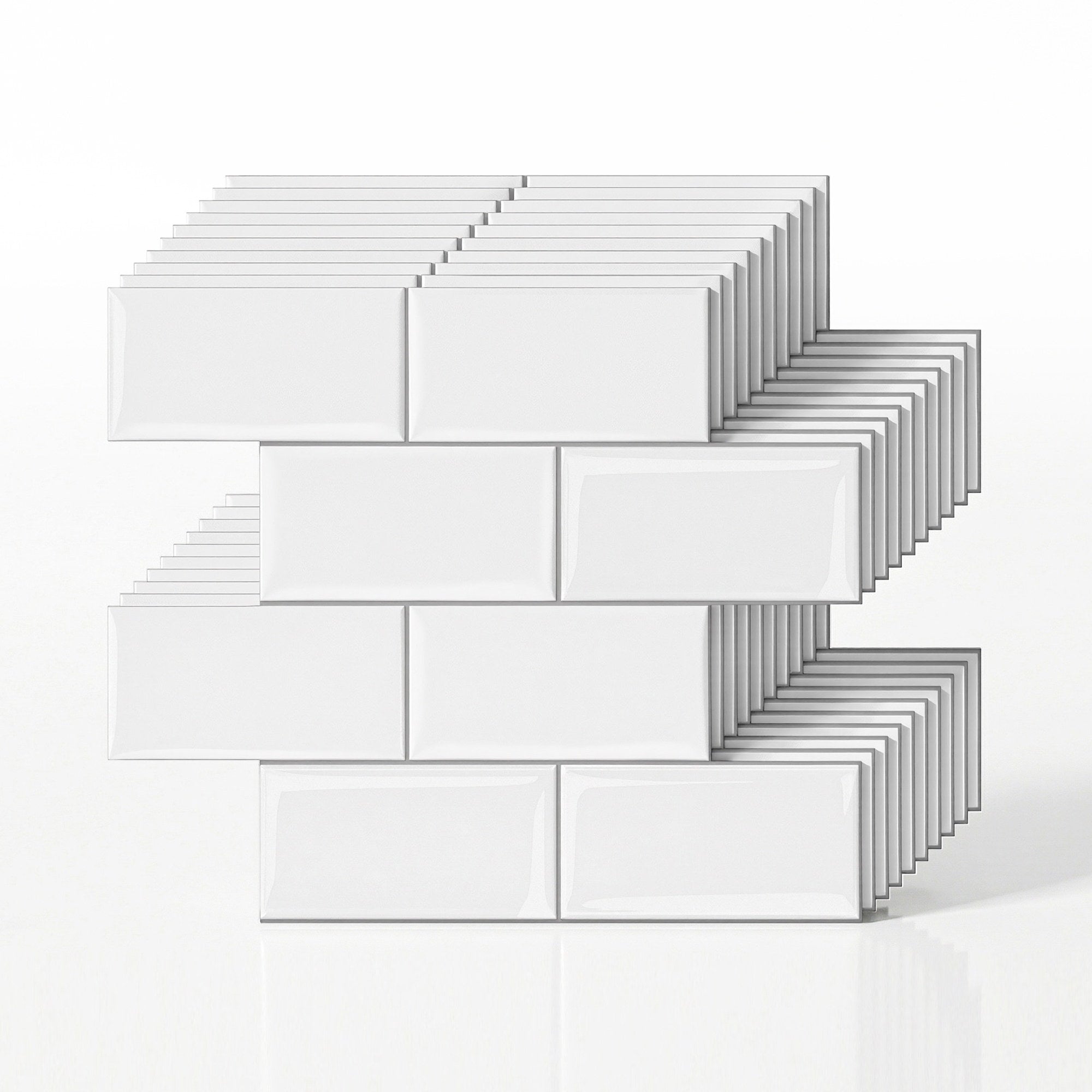 Artiss 3D Peel and Stick Wall Tiles Self Adhesive Subway Backsplash 10 Sheets, White