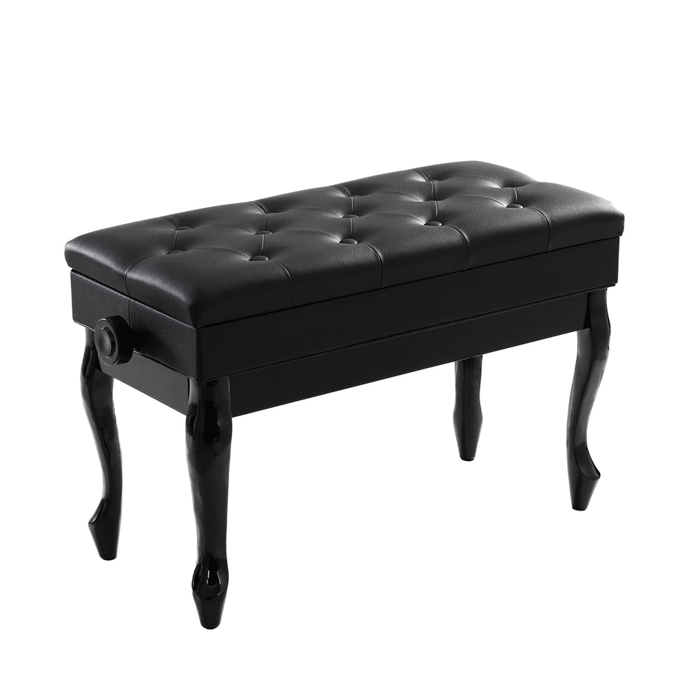 Alpha Adjustable Piano Bench Stool Black Storage