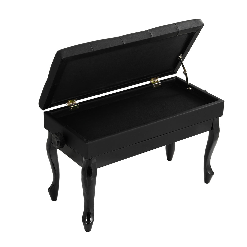 Alpha Adjustable Piano Bench Stool Black Storage