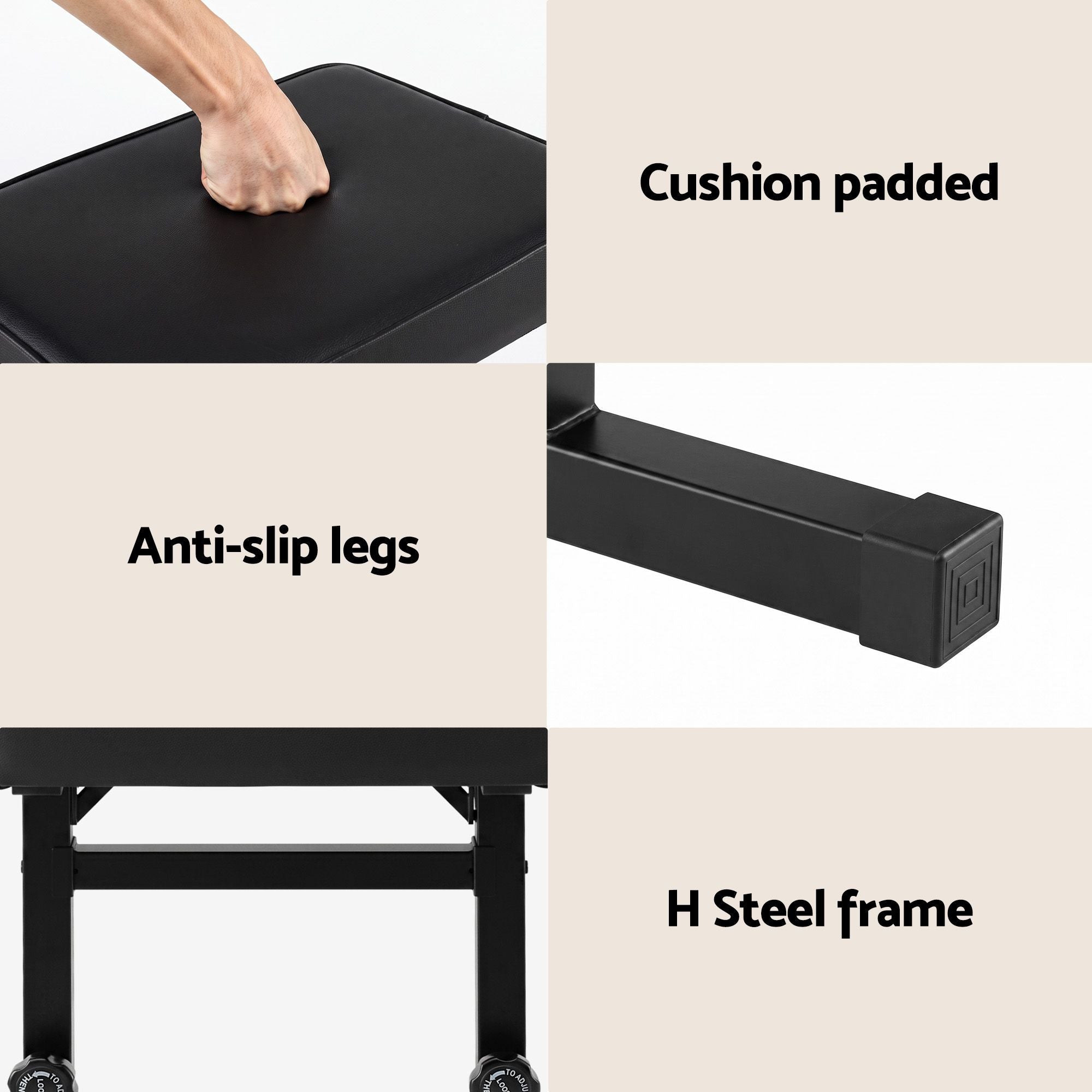 Alpha Piano Bench Adjustable Seat Heavy Duty H-Shape Piano Stool Black