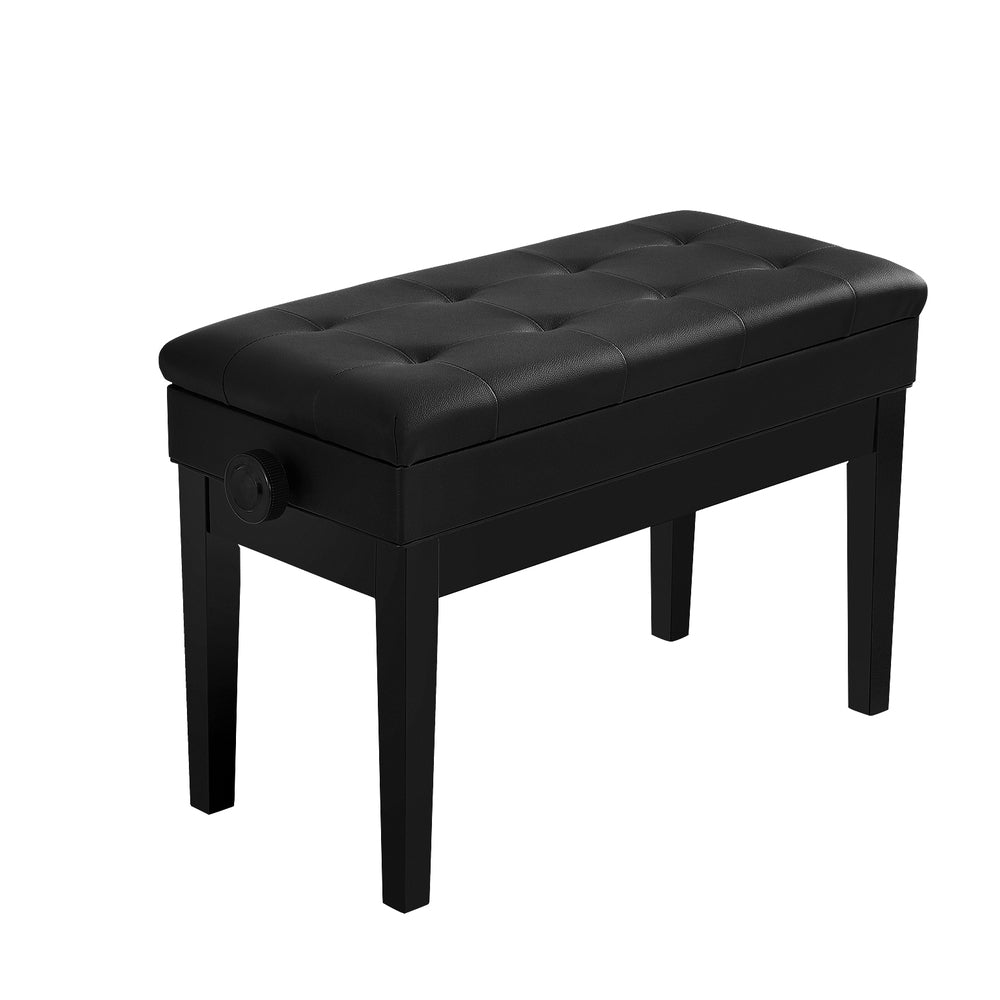 Alpha Adjustable Piano Bench Stool Black Storage