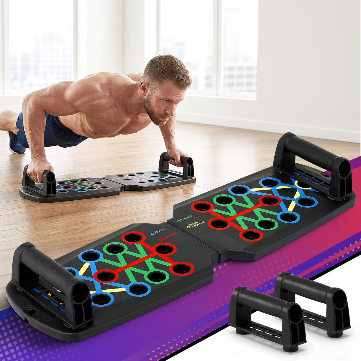 Everfit Multi Function Push Up Board Home Gym Rack Black