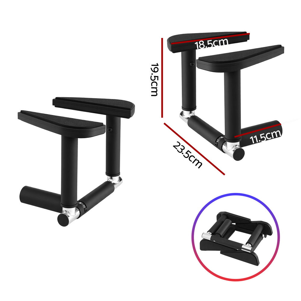 Everfit Portable Foldable Dip Station Pull Up Bar Set 120kg Black
