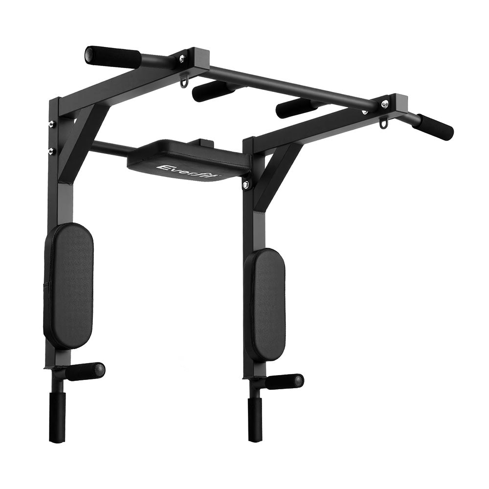 Everfit Pull Up Bar Dip Station Multi Gym 150kg Black Red