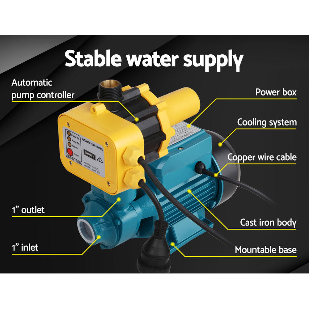 Giantz 35L/min Peripheral Water Pump Auto Controller Yellow