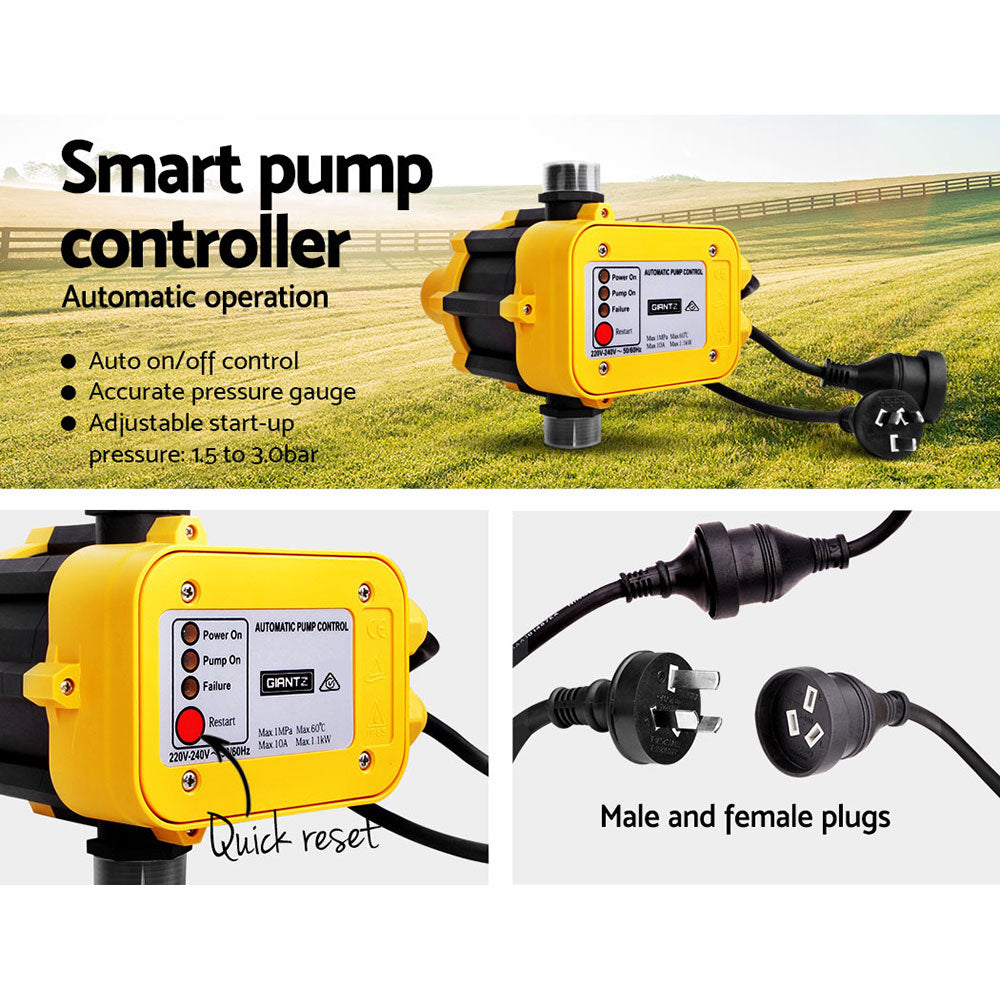 Giantz 35L/min Peripheral Water Pump Auto Controller Yellow