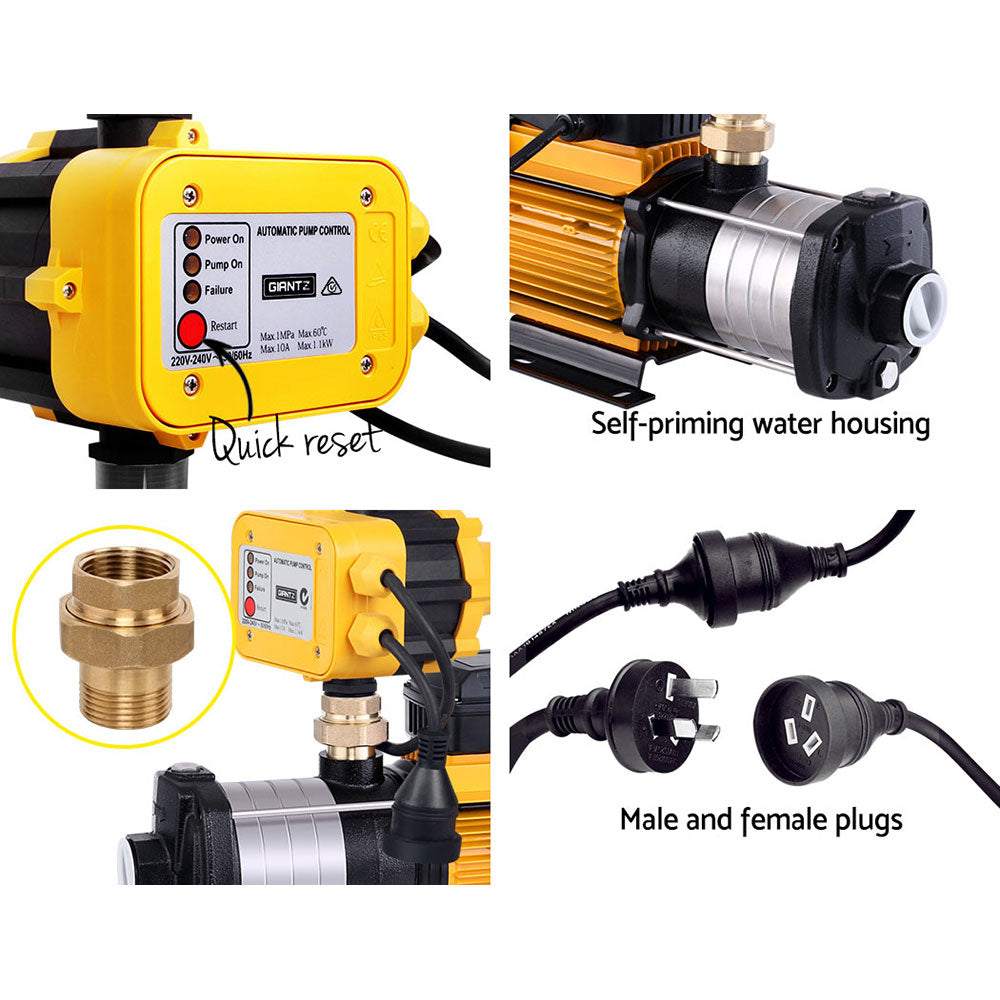 Giantz 2000W 5-Stage High Pressure Garden Water Pump Yellow