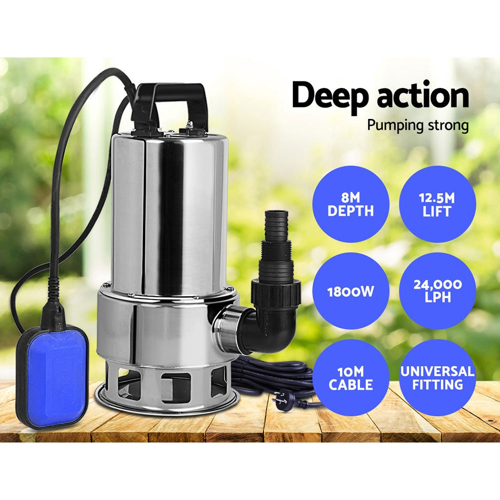 Giantz 1800W Submersible Water Pump Stainless Steel Automatic
