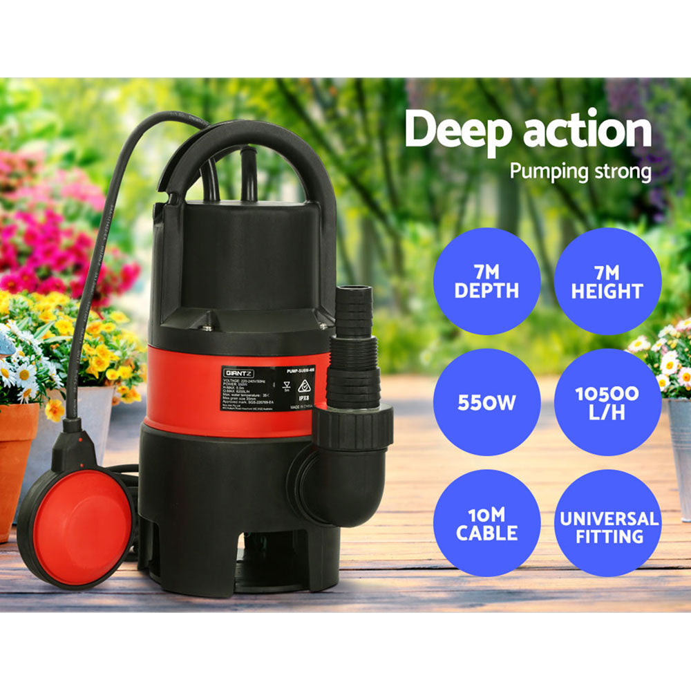 Giantz 550W Submersible Pump Dirty Water Bore Tank Steel