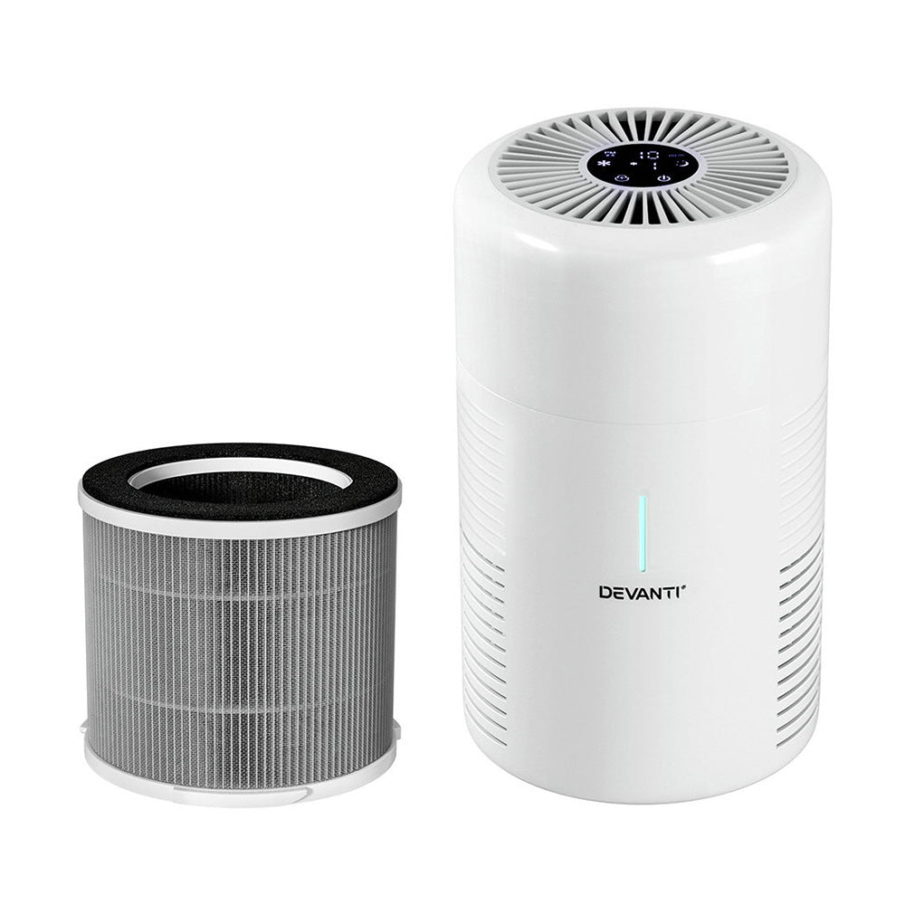 Devanti Home Air Purifier HEPA H11 Carbon Filter White