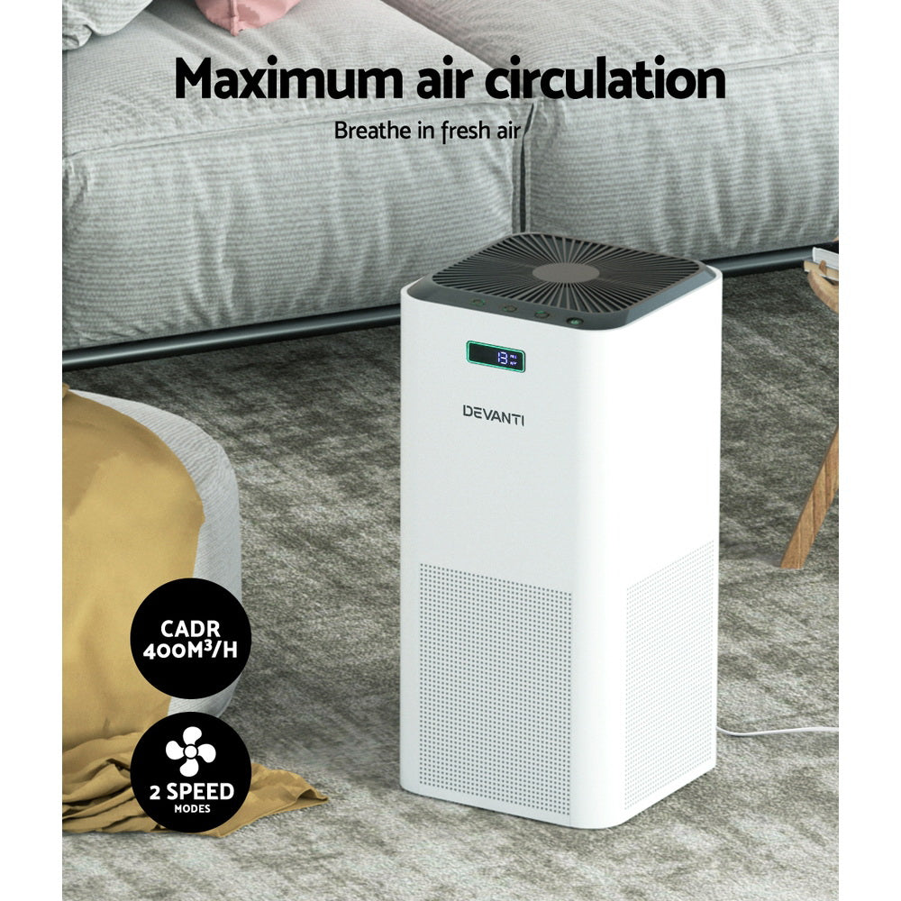 Devanti Home Air Purifier HEPA Filter White