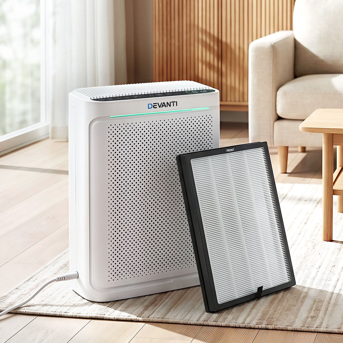 Devanti Air Purifier H12 HEPA Combo with Spare Filter White