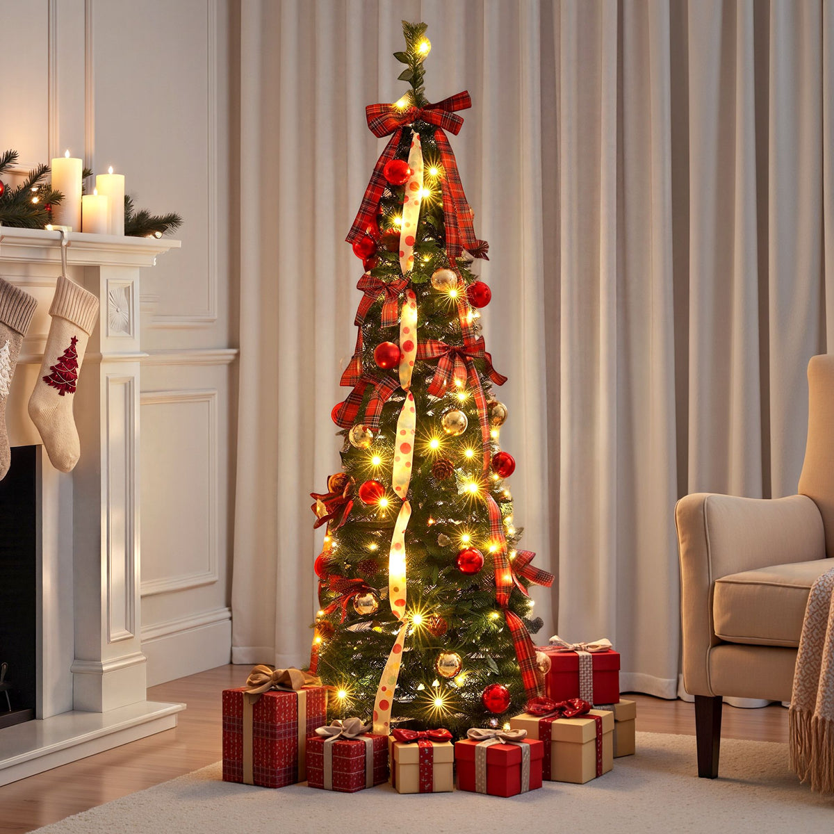 Jingle Jollys Pre Decorated Pop Up Christmas Tree 160cm