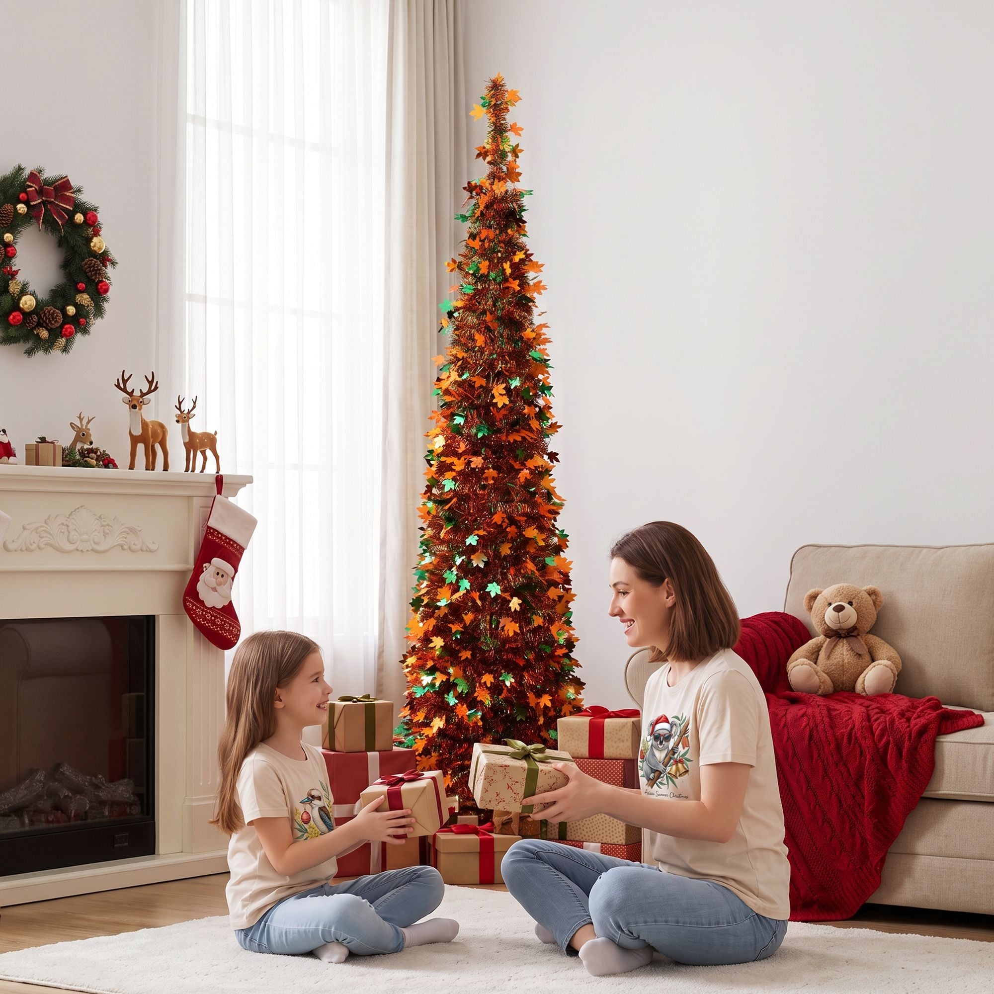 Jingle Jollys 160cm Pop Up Christmas Tree Artificial Christmas Tree Golden Maple Leaf