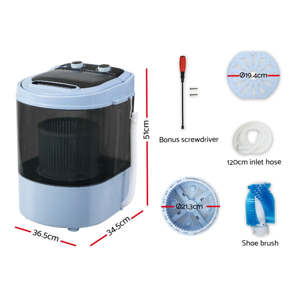 Devanti 3kg Portable Washing Machine 2-in-1 Black